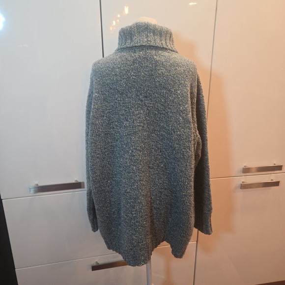 Fisherman Ireland 100% Merino New Wool Funnel Neck Oversized Sweater XXL Blue - Picture 9 of 10